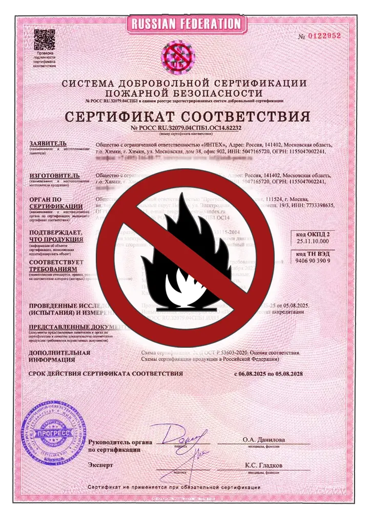 сертификат пожарной безопасности